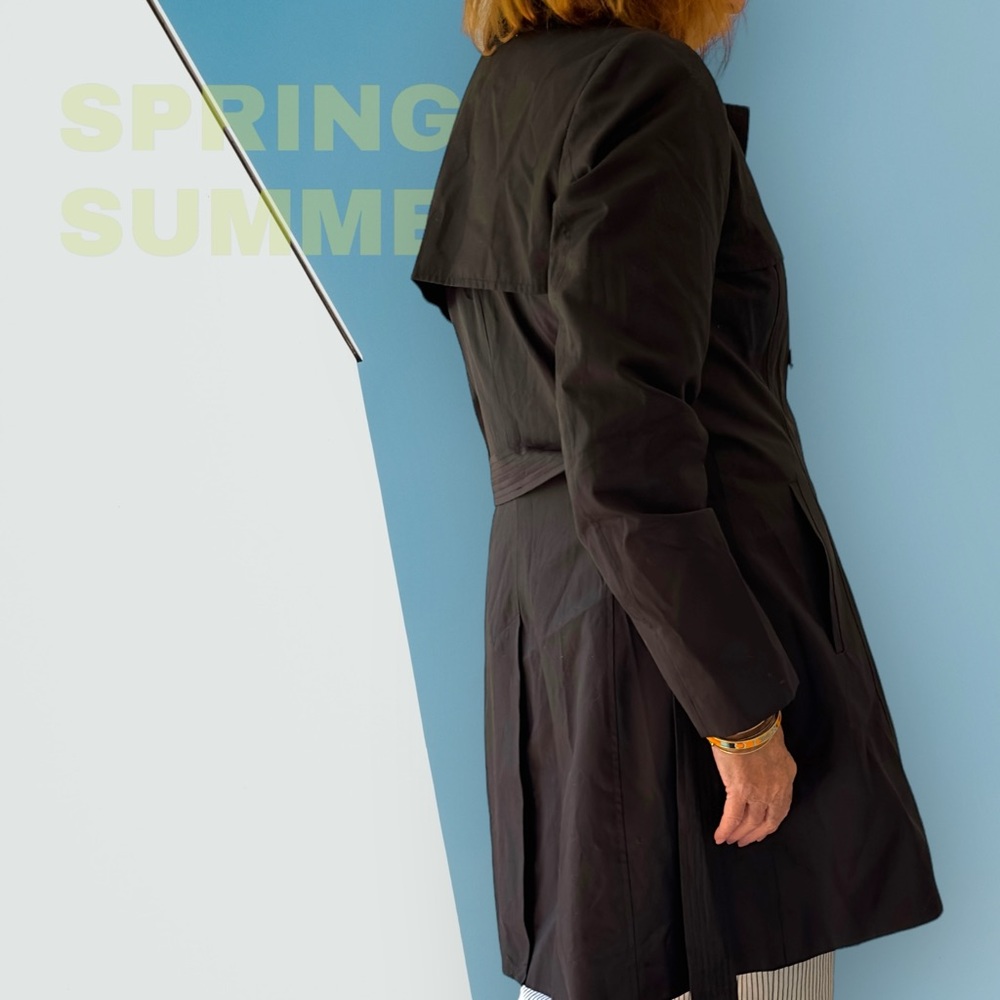 Luxurious Black Trench Coat by CeCe - Picture 3 of 16